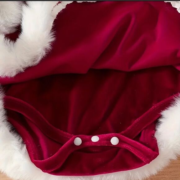Adorable Red Velvet "Santa Baby" Dress and Hat - Picture 5 of 7
